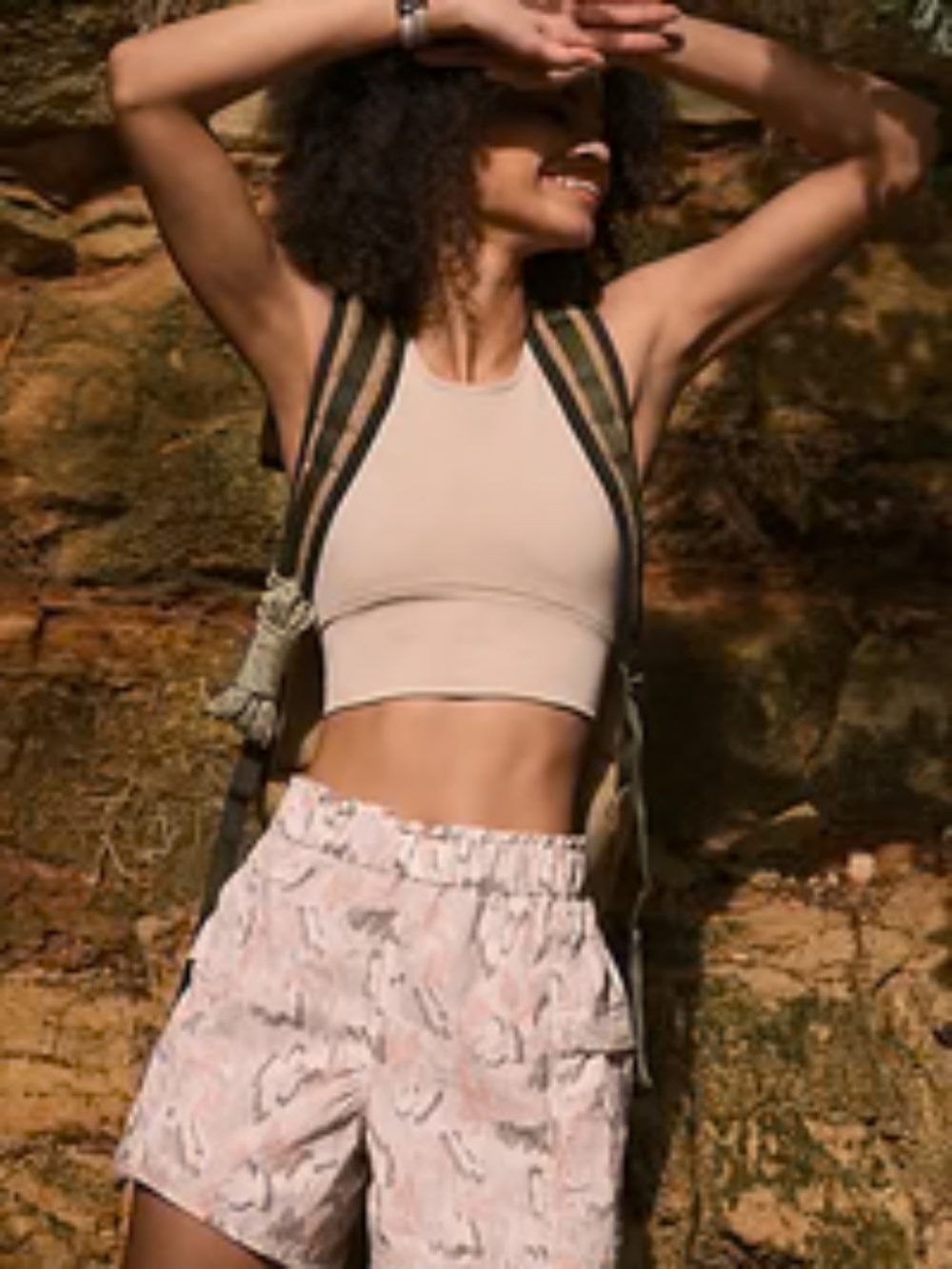 FREE PEOPLE MOVEMENT IN THE WILD PRINTED SHORTS - IVORY COMBO 0745- NWT - XS